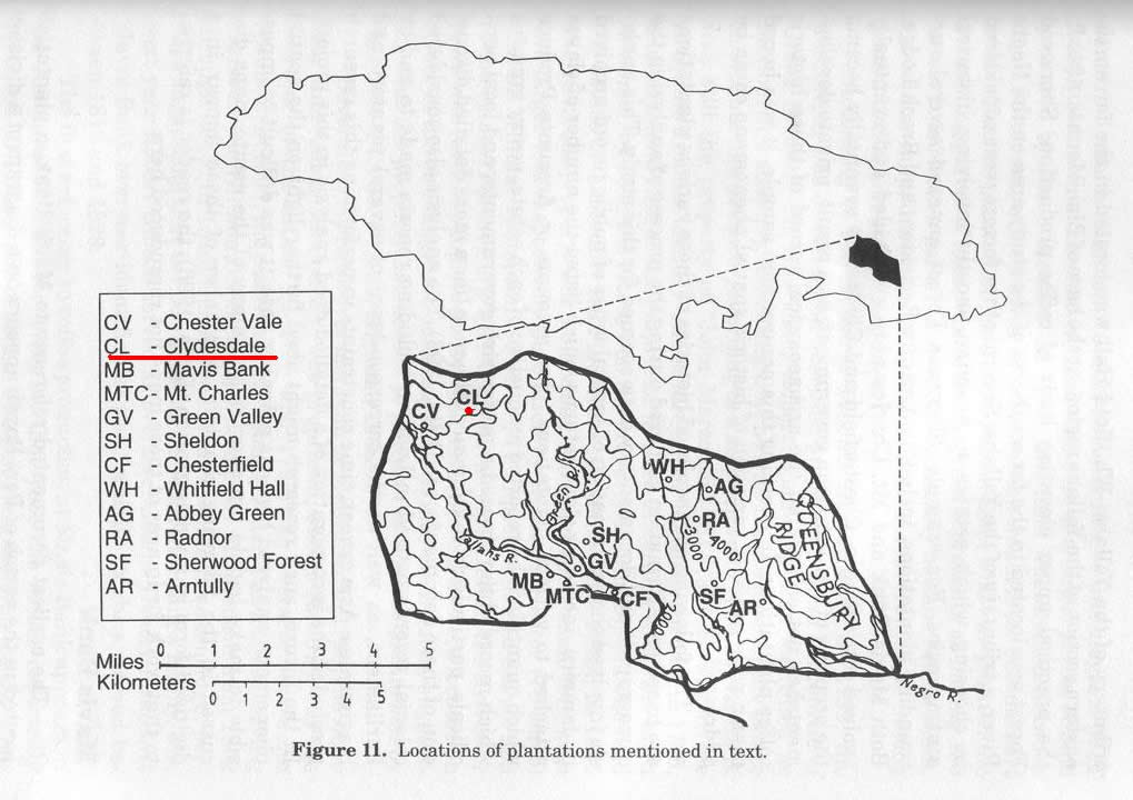 Map showing Clydesdale Estate location in Jamaica
