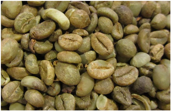 Dry method coffee beans close up