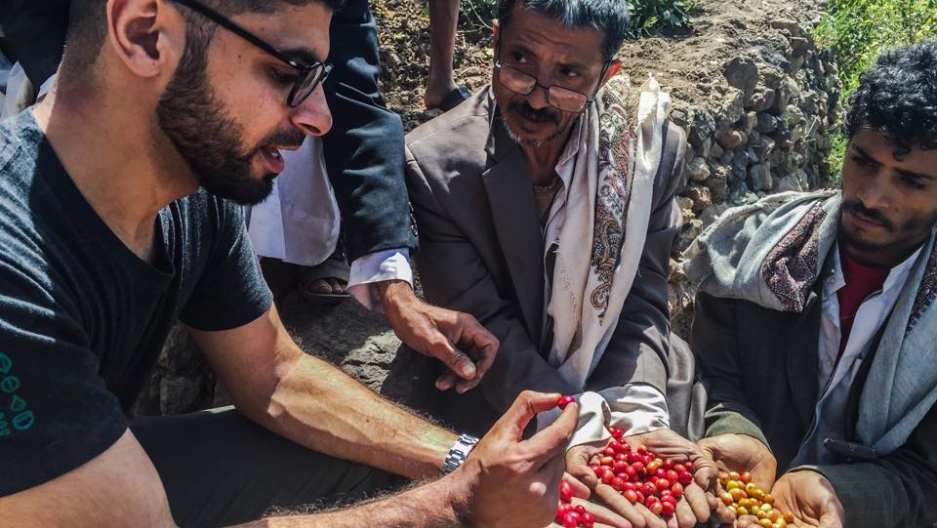 Coffee beans being transported
