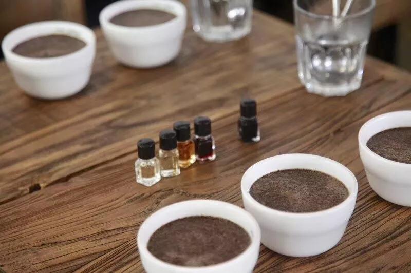 Coffee aroma bottles for flavor identification