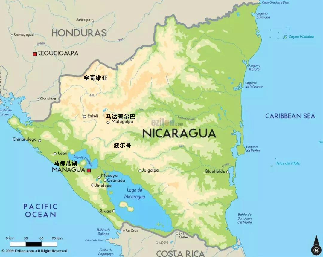 Nicaragua coffee growing regions map