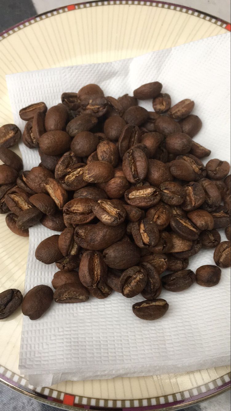 Overdeveloped coffee beans example