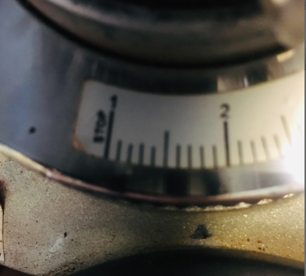 Espresso shot at grind 1.8