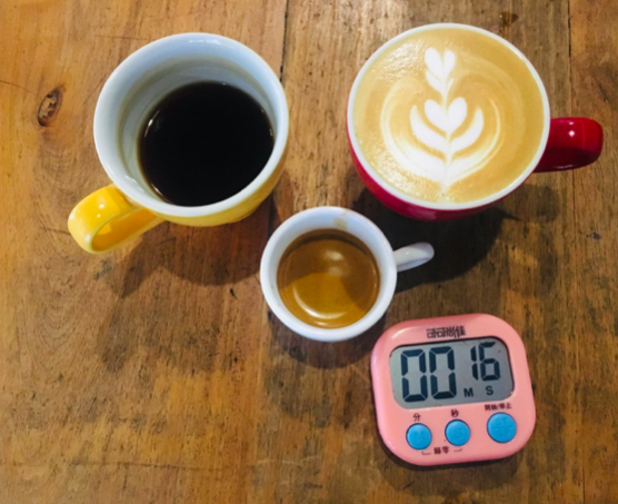 Three espresso shots comparison