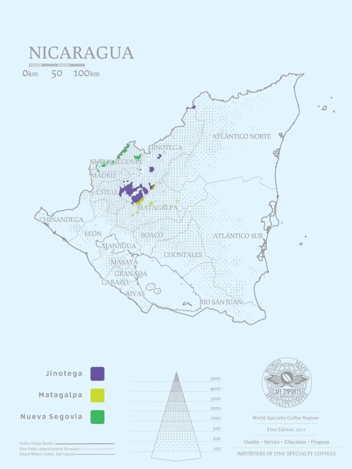 Nicaraguan coffee map
