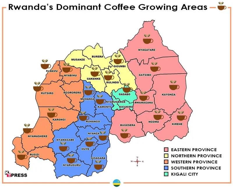 Map of Rwandan coffee regions