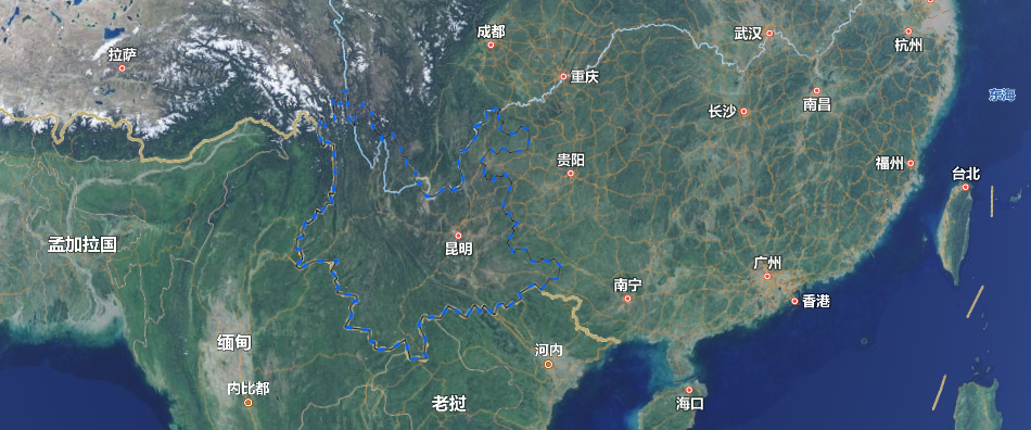 Yunnan coffee belt map