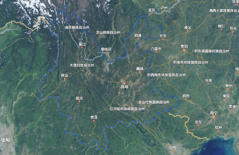 Yunnan altitude map