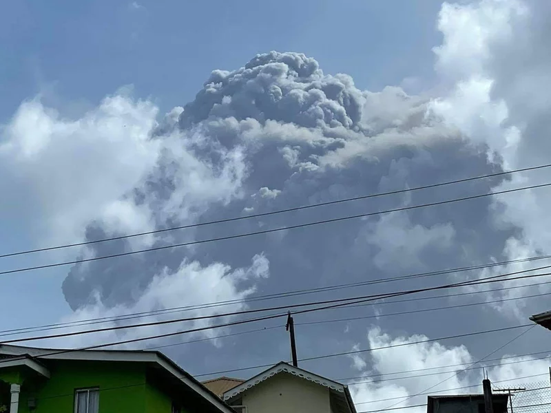 La Soufrière volcano eruption affecting the Caribbean region