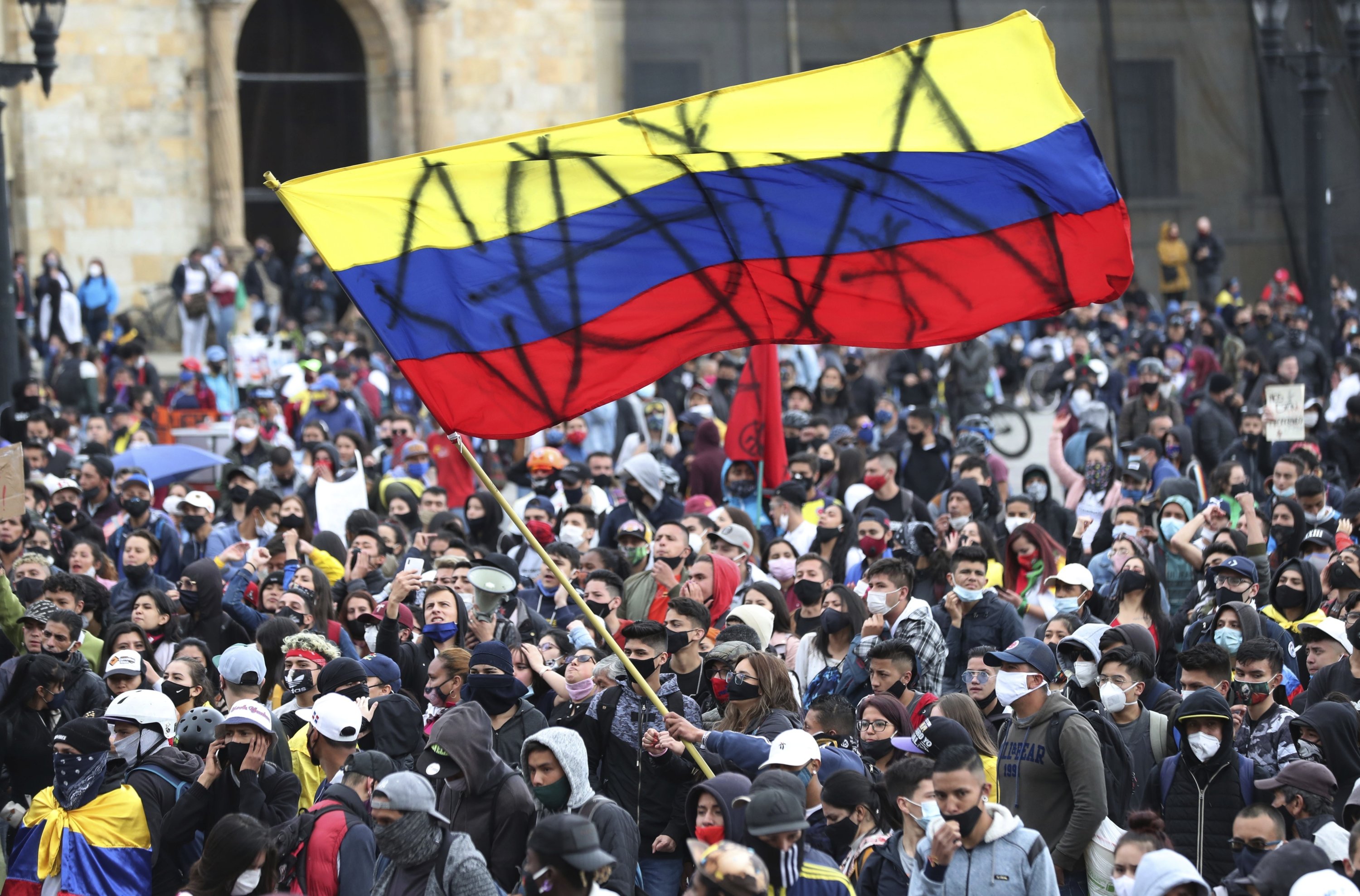 Protesters setting up roadblocks in Colombia