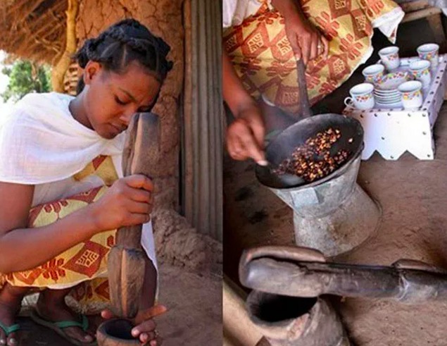 Traditional Ethiopian coffee ceremony