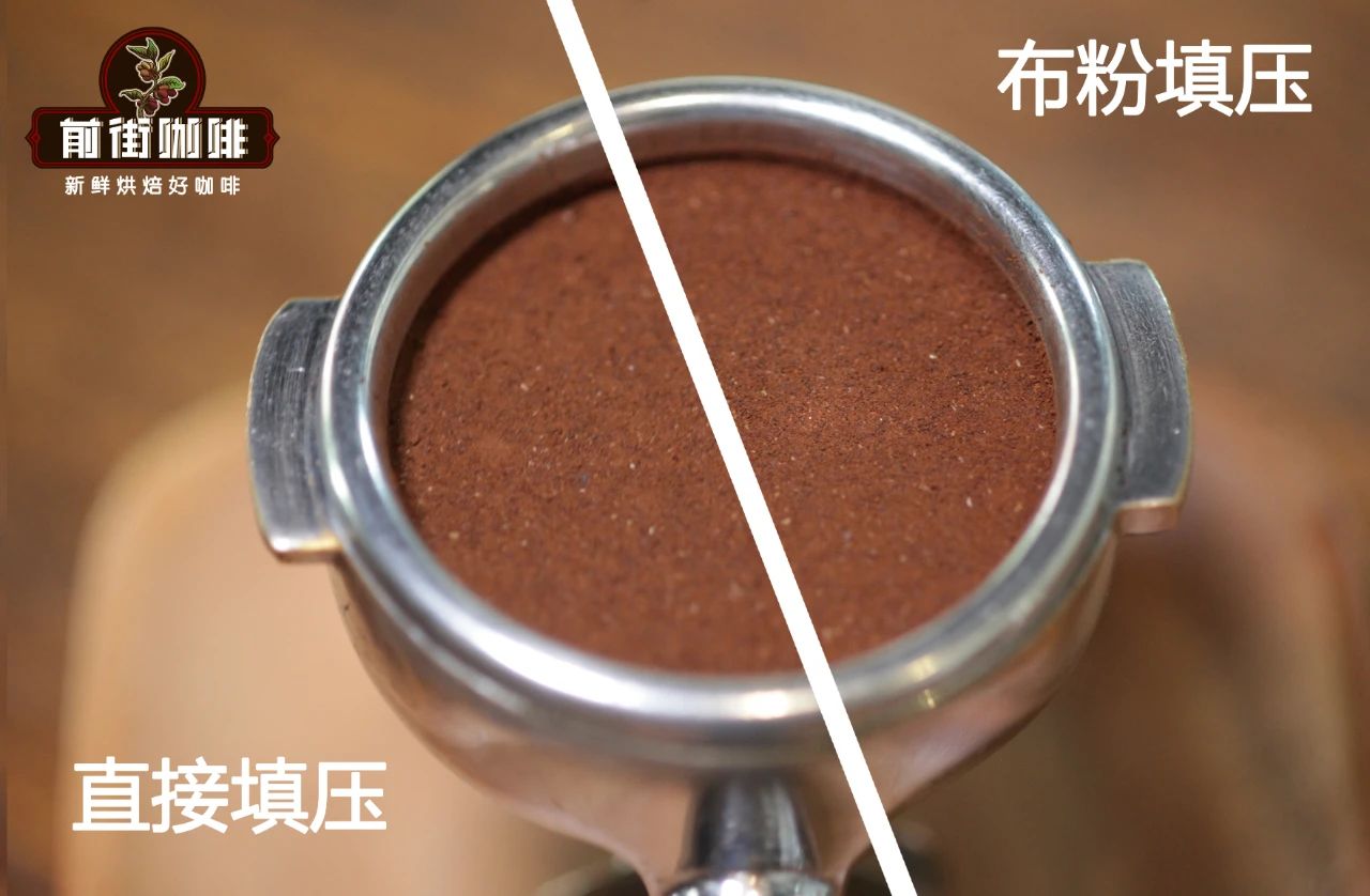 Espresso preparation process showing distribution and tamping