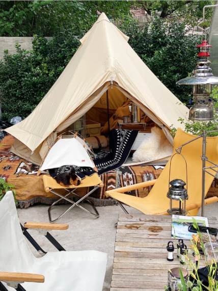 Neverland cafe at night with lights