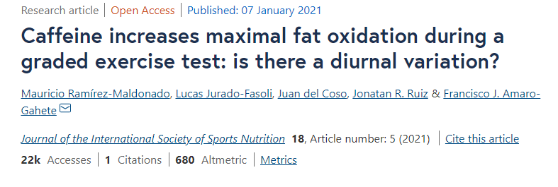 Study on caffeine enhancing exercise performance from University of Granada