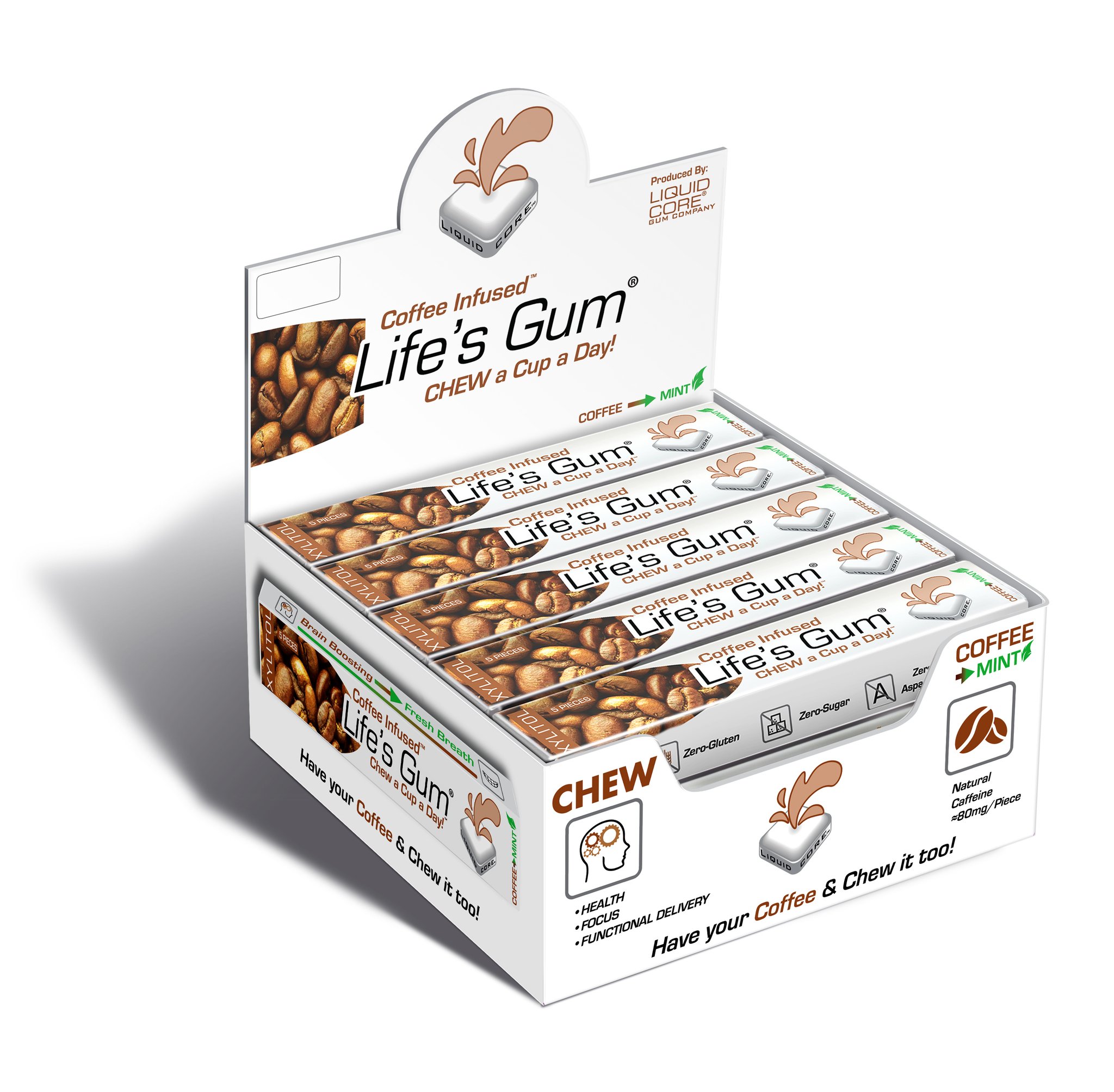 Portable coffee gum for on-the-go use