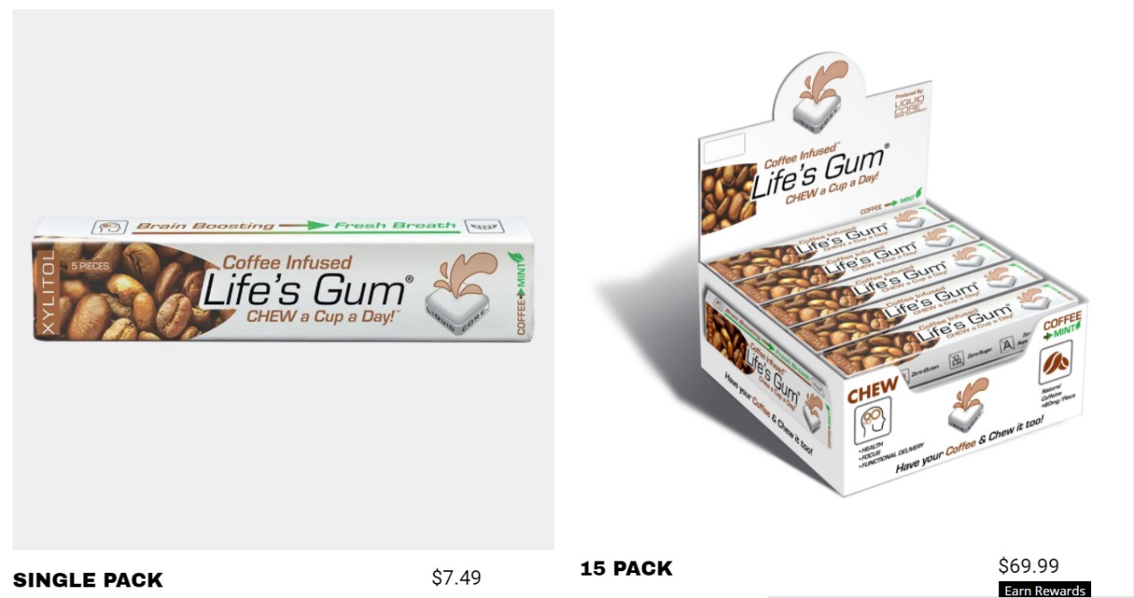 Coffee gum packaging and product benefits