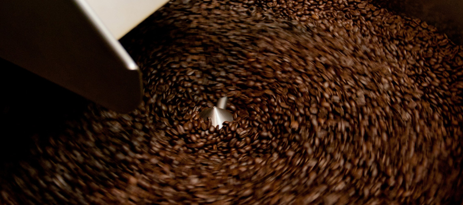 Coffee beans with oily surface