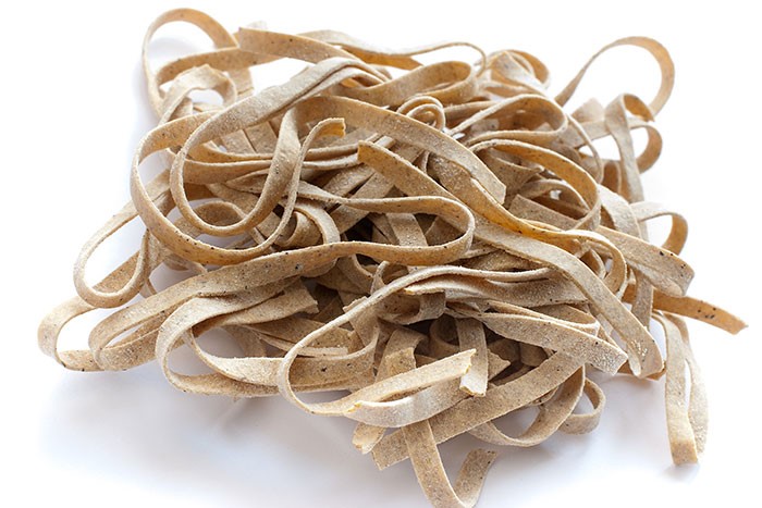 Homemade coffee ground pasta