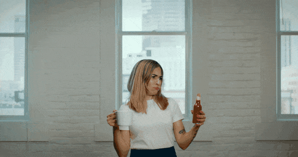 Ujjo chili sauce bottles designed for coffee