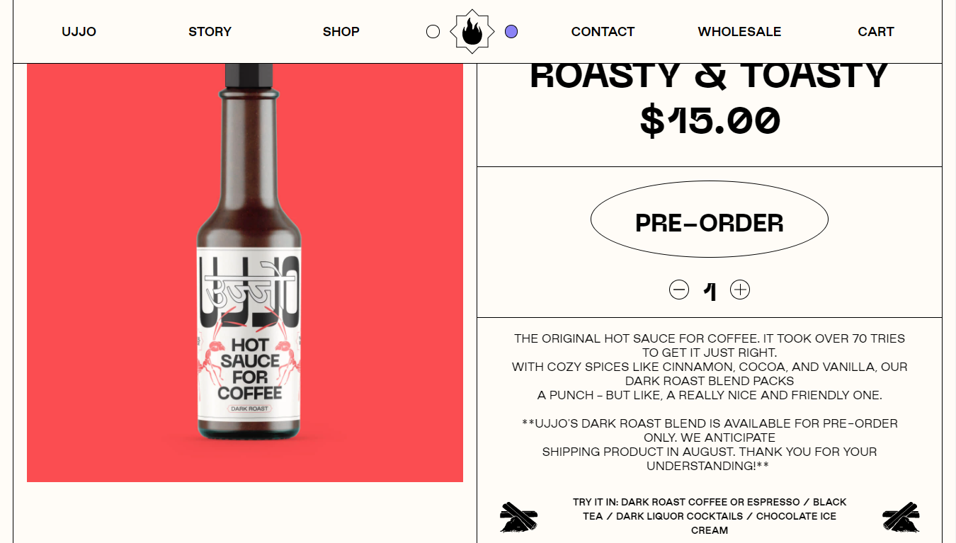 Ujjo dark roast chili sauce bottle