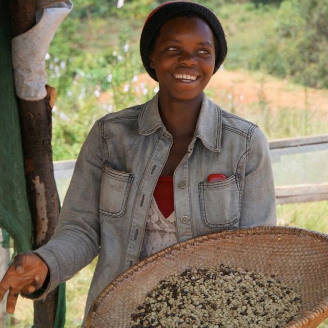 Burundi coffee beans and cup