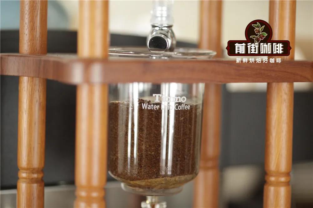 Close-up of iced drip coffee extraction process