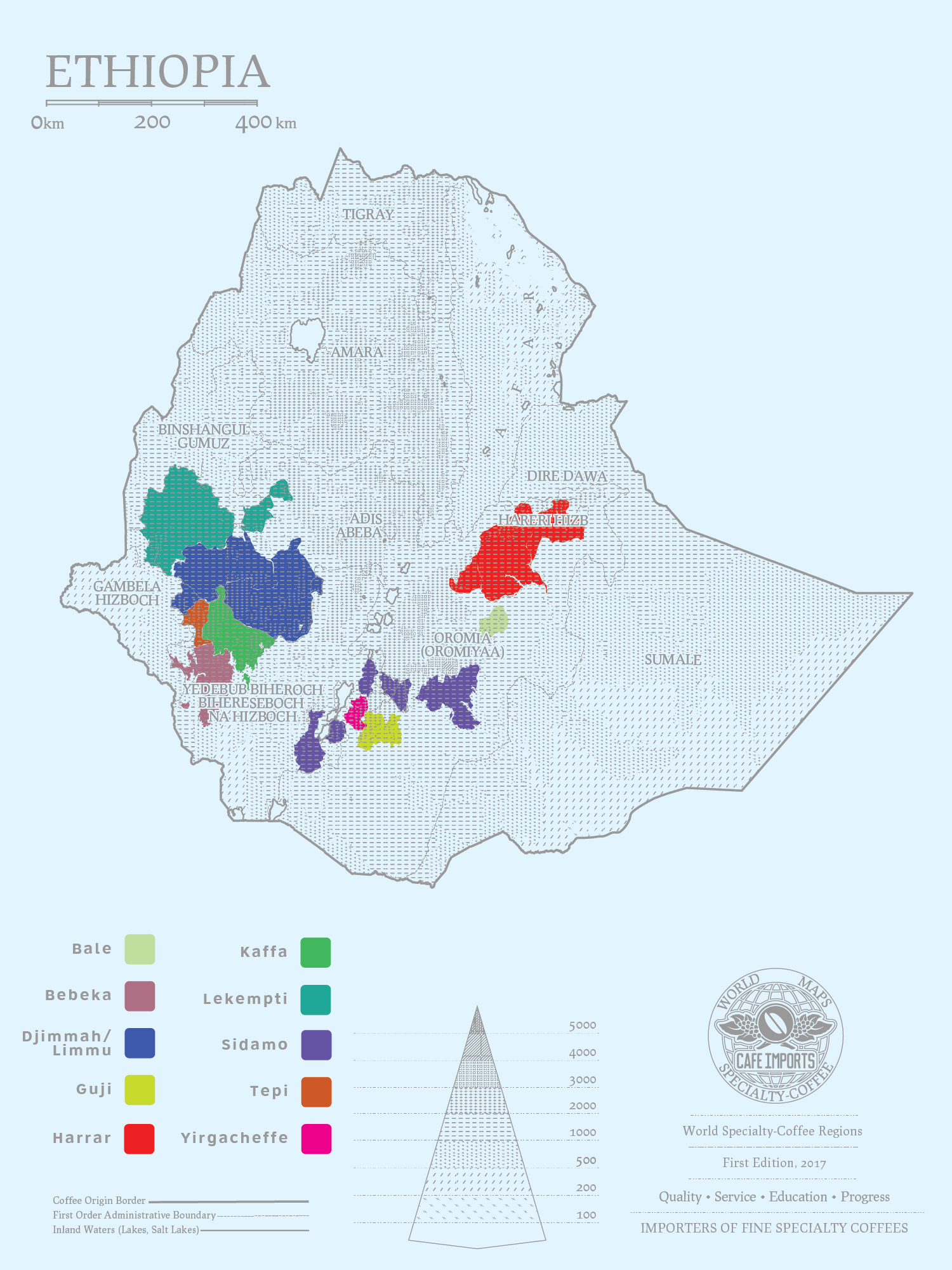 Ethiopia Coffee Regions Map