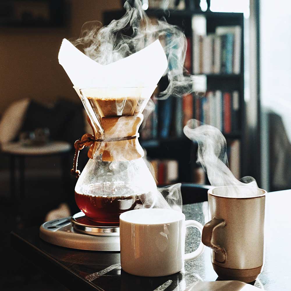 Pour over coffee brewing