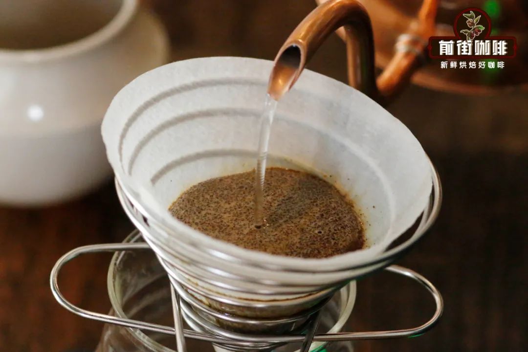Coffee blooming in the tilted wire dripper